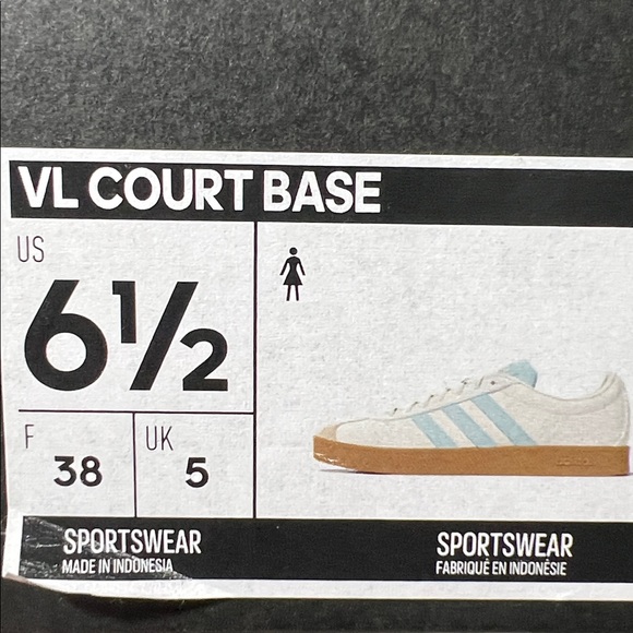 Adidas VL Court‎ 3.0 Women's Shoes sneakers white teal stripes size 6.5 lace up - Picture 13 of 14